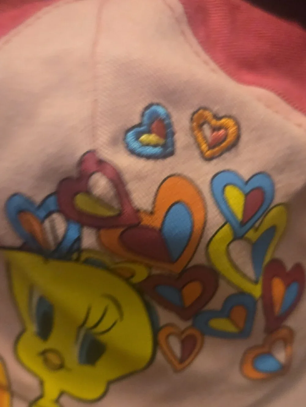 Pink Tweety Kids Baseball Hat with Heart Motif